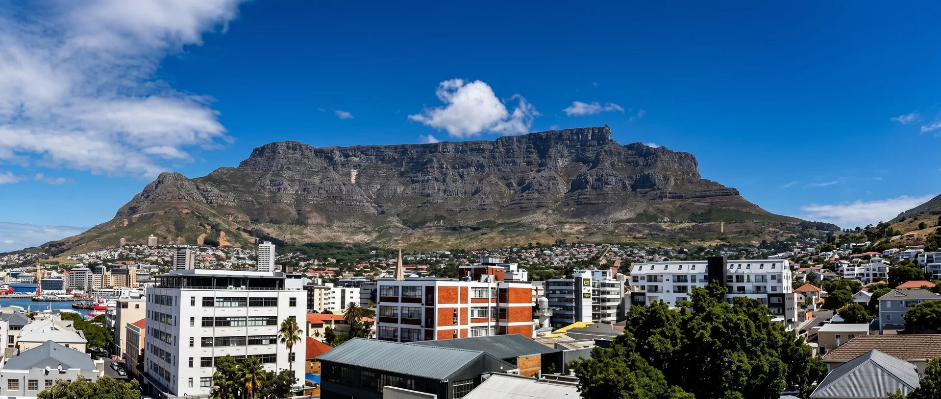 The city bowl of Cape Town beneath Table Mountain
